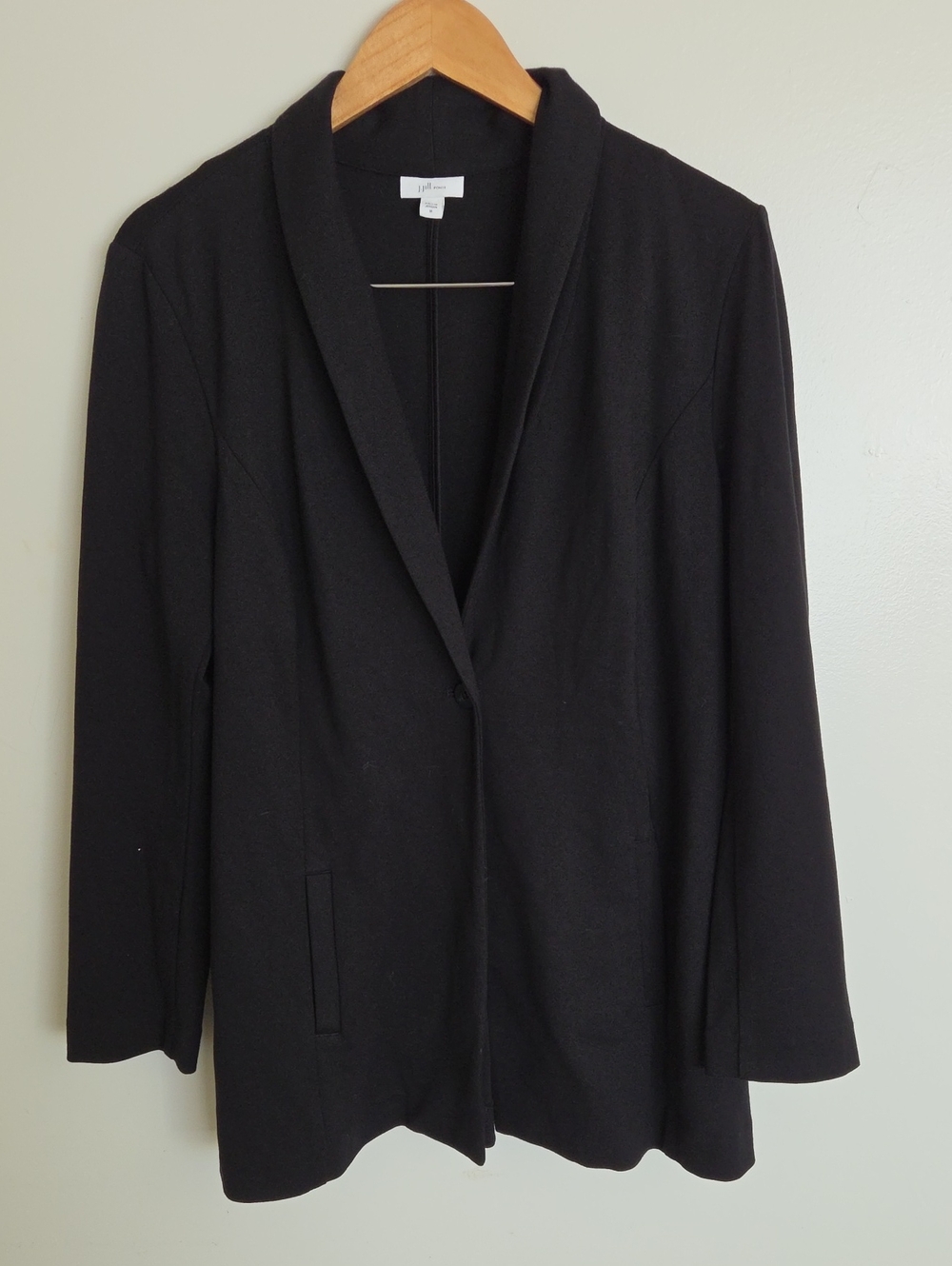 J. Jill Ponte Prep Black Shawl Collar Women's Blazer Jacket Long Cardigan Medium